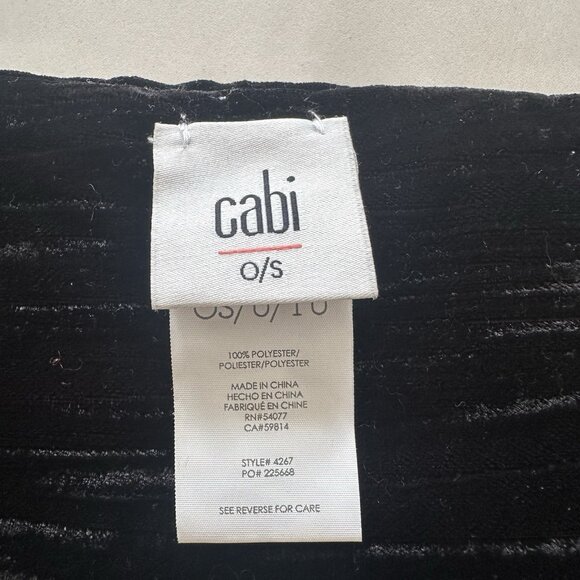 SOLD CAbi Black Velvet Drama Scarf Artsy Quilted Pockets Buttons Casual Formal W - Picture 6 of 6